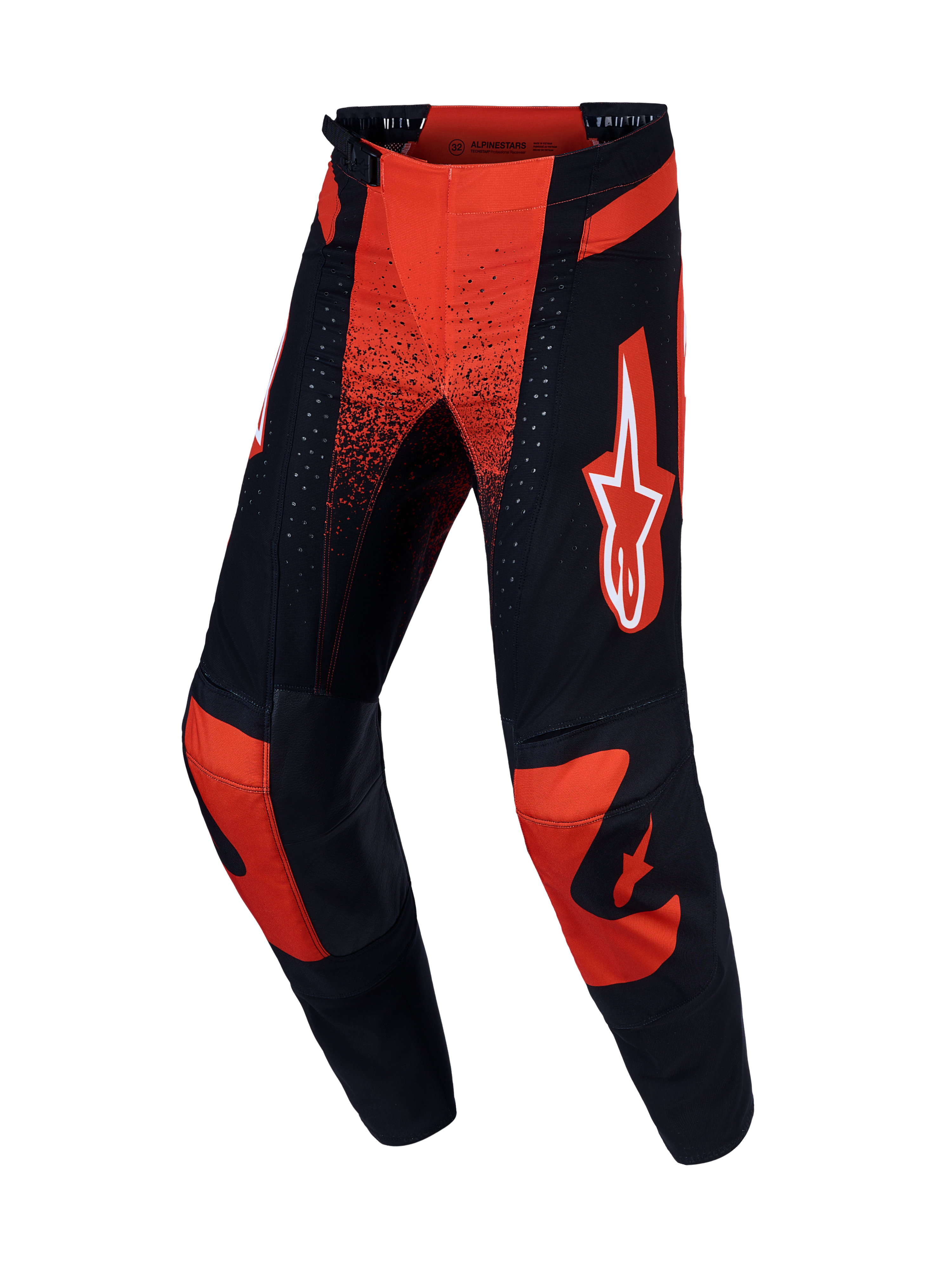 Alpinestars pantaloni Techstar Swan, pantaloni da motocross rosso cardinale e nero, con telaio elasticizzato e ginocchia in pelle per off-road