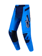 Alpinestars Pantaloni Techstar Swan, pantaloni motocross blu e blu scuro con ginocchia in pelle per gare fuoristrada.