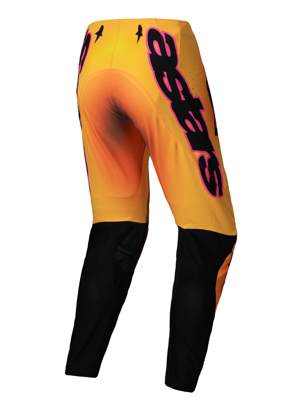 Alpinestars Pantaloni Supertech Lipan 2025, pantaloni da motocross da uomo, gialli e rosa con gambe inferiori nere, struttura in tessuto elasticizzato rip-stop