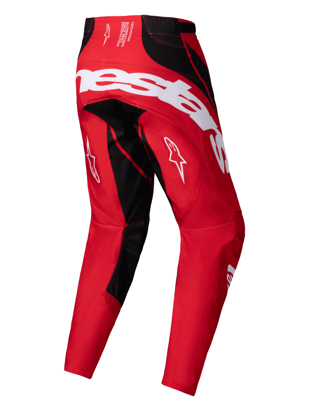 Alpinestars Pantaloni Techstar Dreem 2025, pantaloni da motocross off-road da uomo, rosso e nero, vista posteriore con costruzione in tessuto ripstop elasticizzato