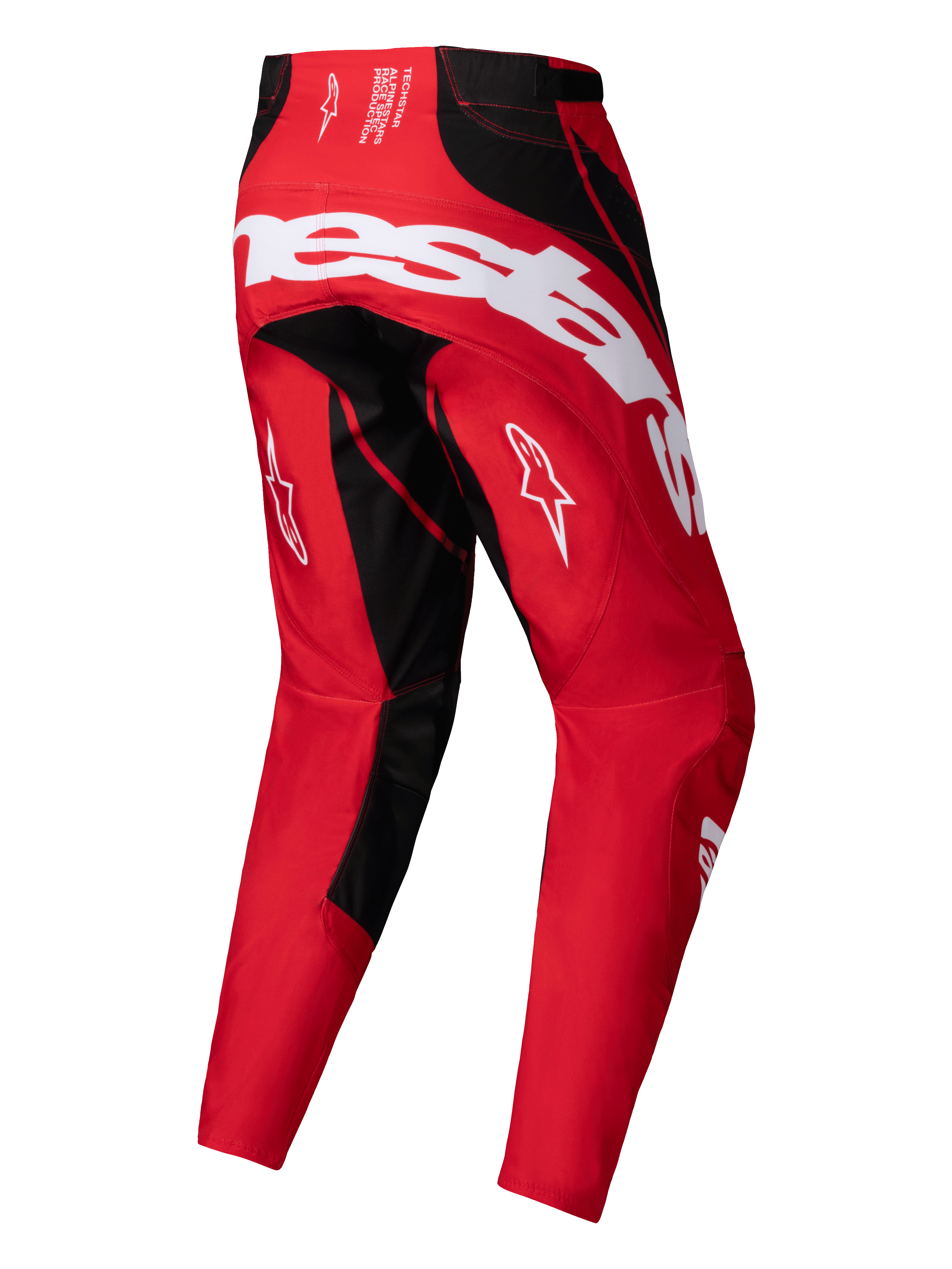 Alpinestars Pantaloni Techstar Dreem 2025, pantaloni da motocross off-road da uomo, rosso e nero, vista posteriore con costruzione in tessuto ripstop elasticizzato