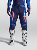 Alpinestars pantaloni Racer Hunt, pantaloni da motocross per uomo, blu e rossi, costruzione pre-curvata e grafiche a stella.
