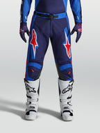 Alpinestars pantaloni Racer Hunt, pantaloni da motocross per uomo, blu e rossi, costruzione pre-curvata e grafiche a stella.