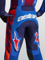 Alpinestars Pantaloni Racer Hunt, pantaloni da motocross da uomo blu e rossi, logo Astars bianco e grafiche a stella.