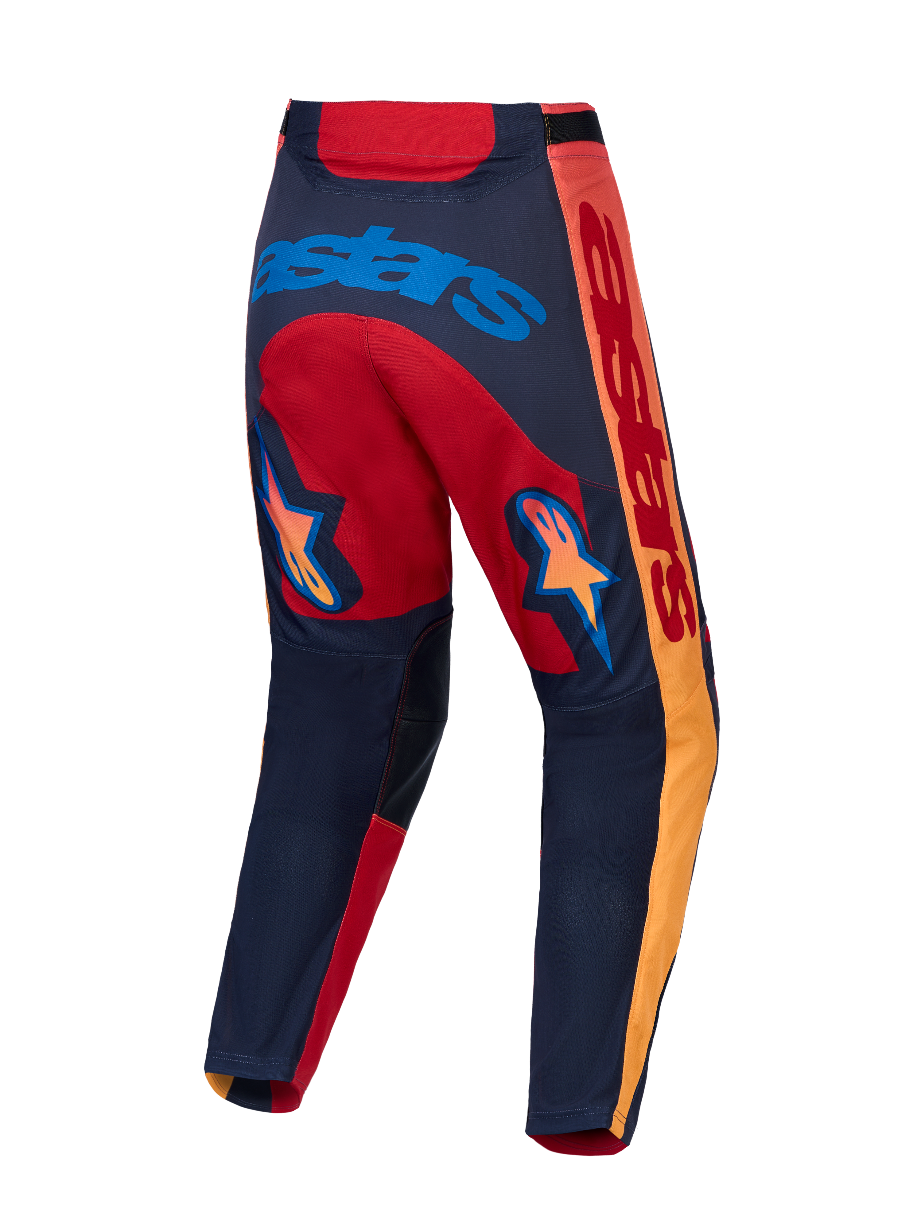 Alpinestars Pantaloni Racer Hunt, pantaloni da motocross rossi e grigi con grafiche a stella e inserti ripstop elasticizzati.