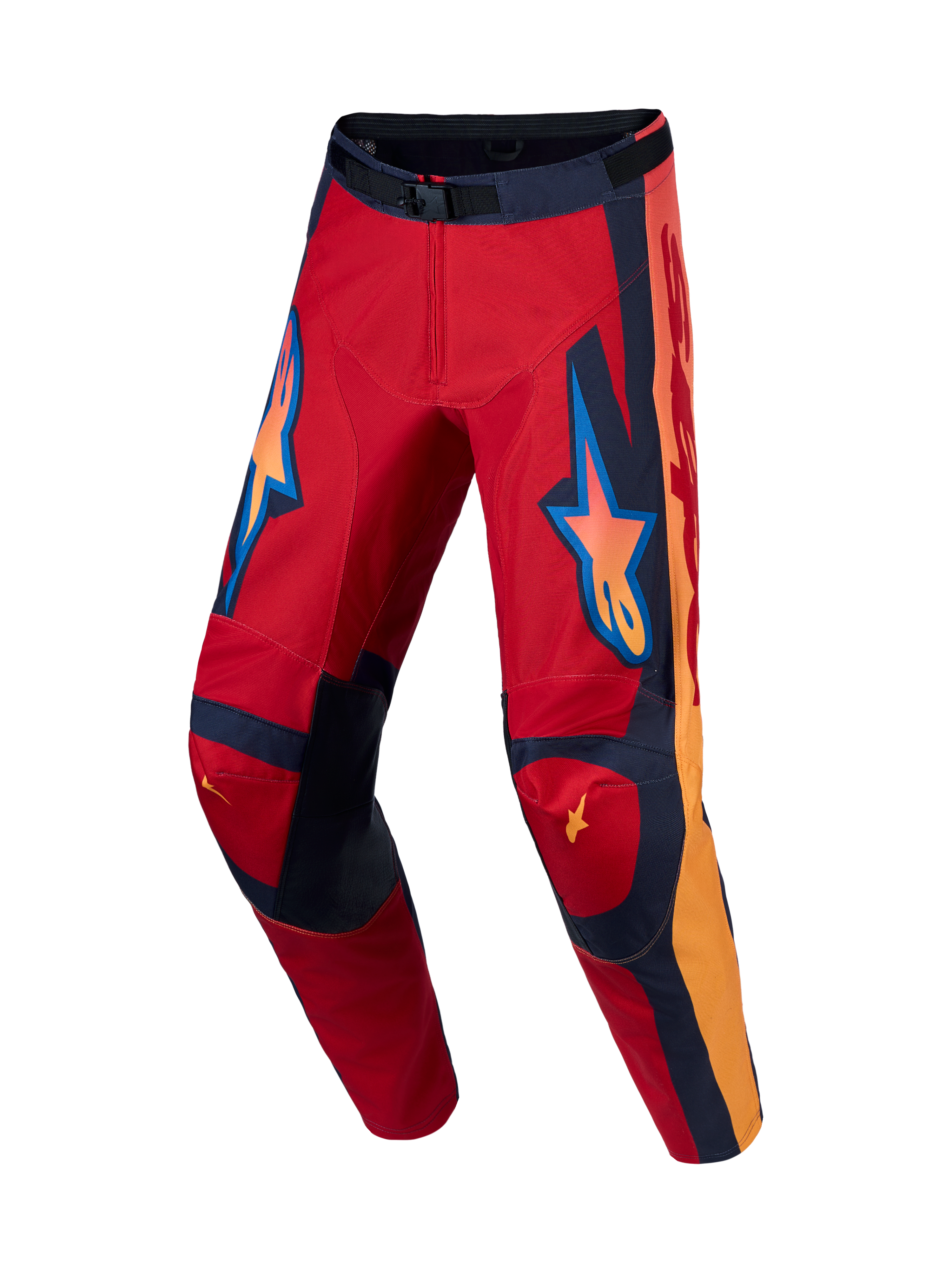 Alpinestars pantaloni Racer Hunt, pantaloni da motocross da uomo, rossi e corallo, con gambe pre-curvate.