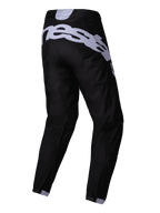 Alpinestars 2025 Racer Graphite Pants, pantaloni da motocross, nero e grigio, vista posteriore con grande logo grigio sulla seduta, gambe precurvate e tessuto tecnico resistente per corse fuoristrada