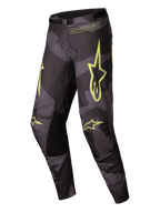 Alpinestars Pantaloni Racer Hollow 2025, pantaloni da motocross da uomo, camo scuro e giallo fluo, struttura ergonomica precurvata