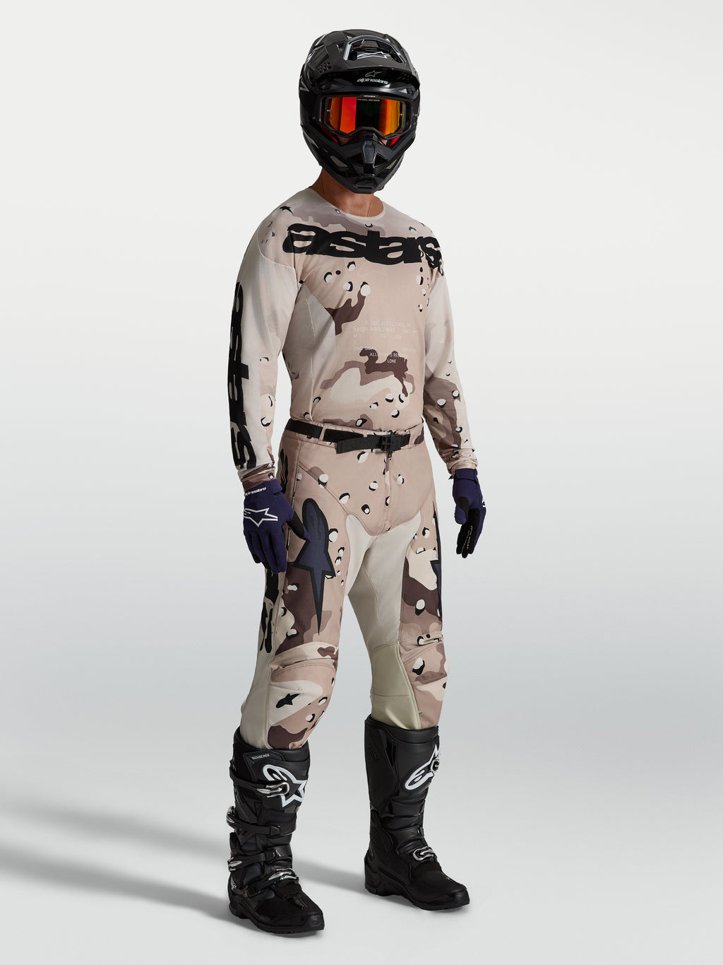 Alpinestars Pantaloni Racer Lone, pantaloni motocross da uomo, mimetico deserto e nero, in polifabric per off-road.