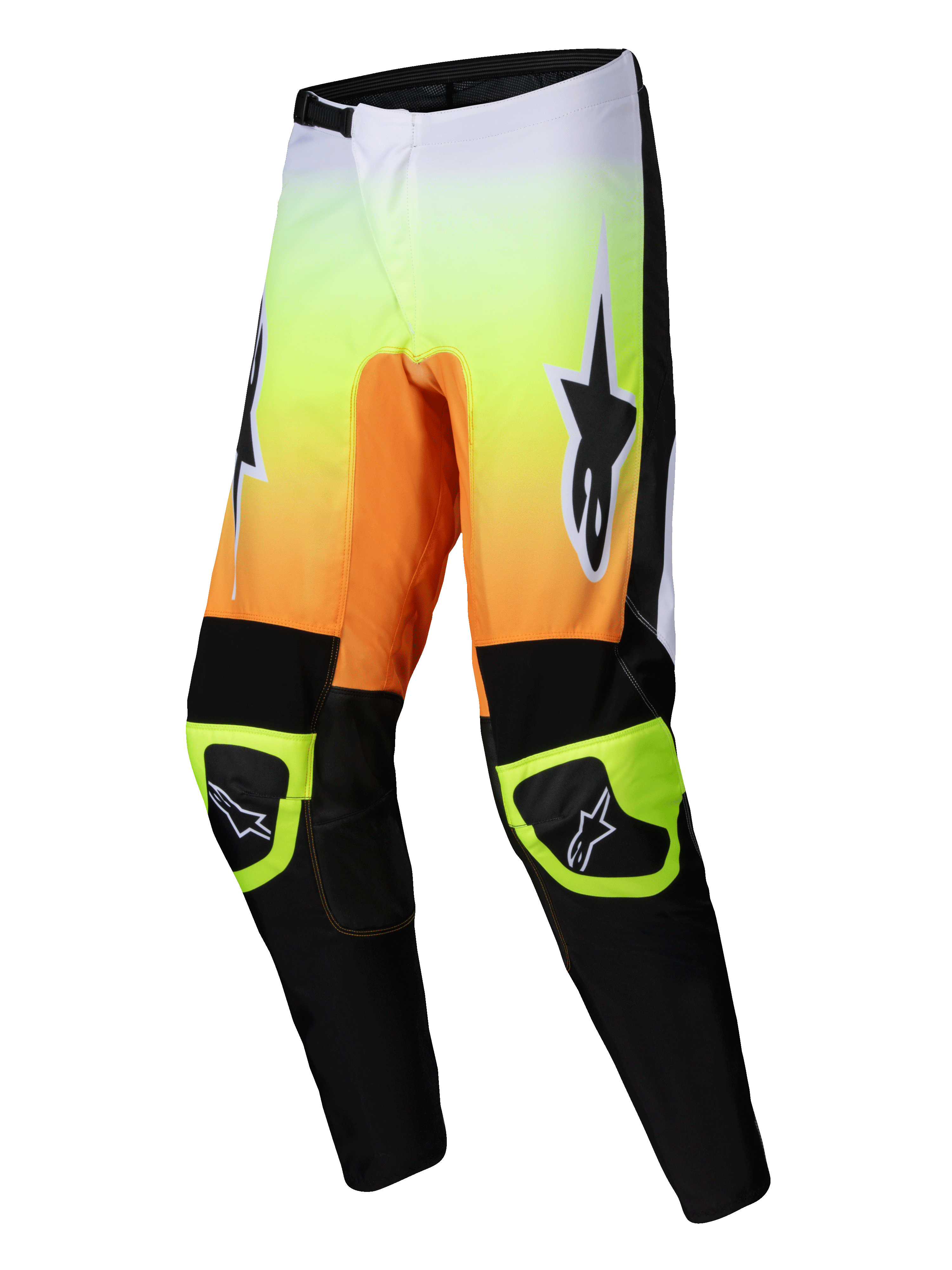 Alpinestars Pantaloni Fluid Wurx 2025, pantaloni da motocross off-road da uomo, giallo, arancione e nero, con struttura leggera in politessuto e ginocchia rinforzate