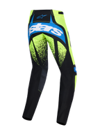 Alpinestars Pantaloni Techstar Nomur 2026, pantaloni da motocross, blu navy scuro, giallo fluo e blu UCLA, vista posteriore con grande marchio 'astars' sulla seduta, pannelli giallo fluorescente con grafiche puntinate nere e pannelli scuri resistenti per prestazioni da corsa off-road.