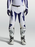 Alpinestars Pantaloni Racer Air Amber, pantaloni da motocross bianchi e blu traforati per il fuoristrada.