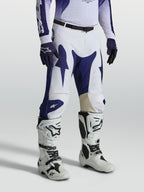 Alpinestars pantaloni Racer Air Amber, pantaloni motocross da uomo, bianchi e blu, in tessuto traforato e fit pre-curvato.