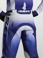 Alpinestars Pantaloni Racer Air Amber, pantaloni da motocross blu e bianchi, vista posteriore con logo astars in vita.