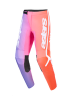 Alpinestars Pantaloni Fluid Apex 2026, pantaloni da motocross, multicolore con sfumatura viola, rosa e arancione, logo astars bianco e pannelli interni del ginocchio rinforzati neri, design ergonomico 3D per la guida off-road