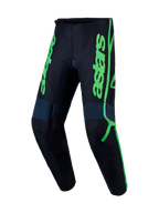 Alpinestars Pantaloni Fluid Apex V2, pantaloni motocross da uomo, nero e verde fluo, poliestere 600D e gambe pre-curvate.