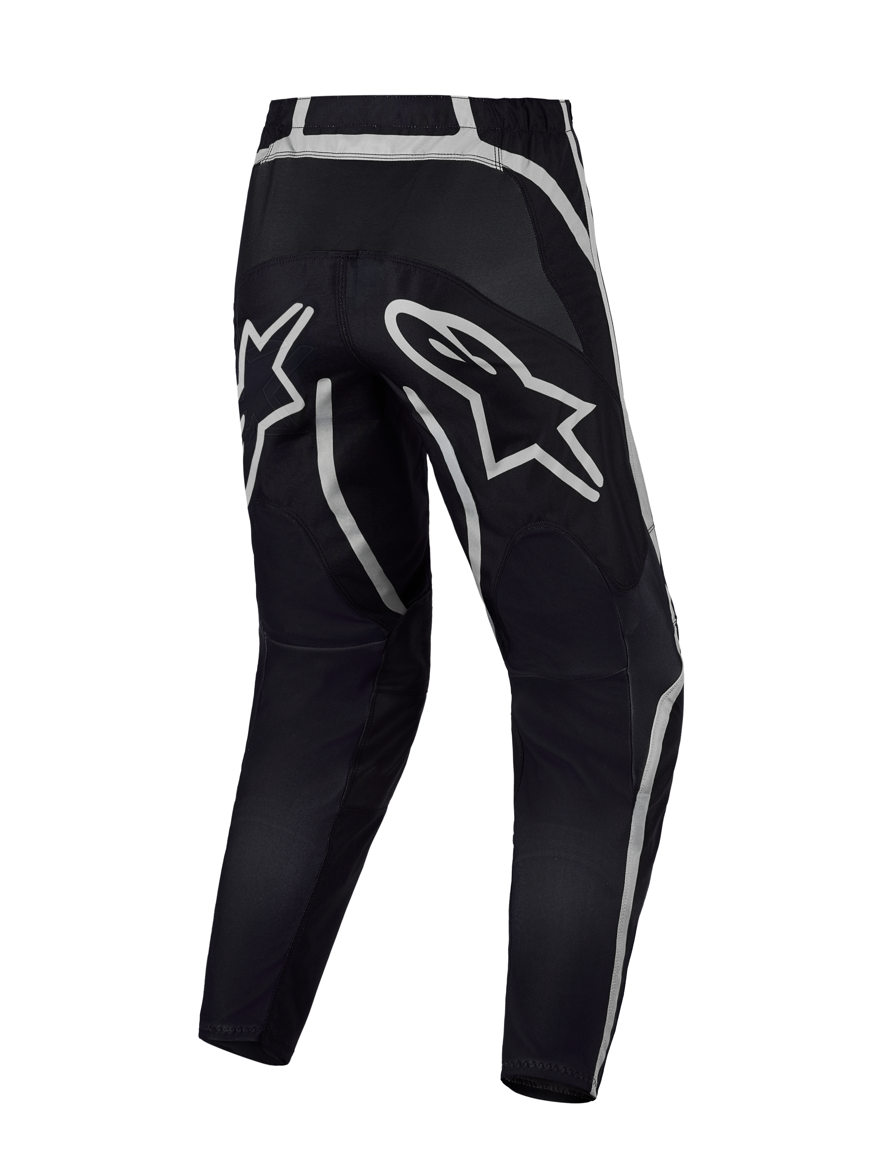 Alpinestars Pantaloni Fluid Apex V2, pantaloni motocross uomo, nero e argento, vista posteriore con logo a stella