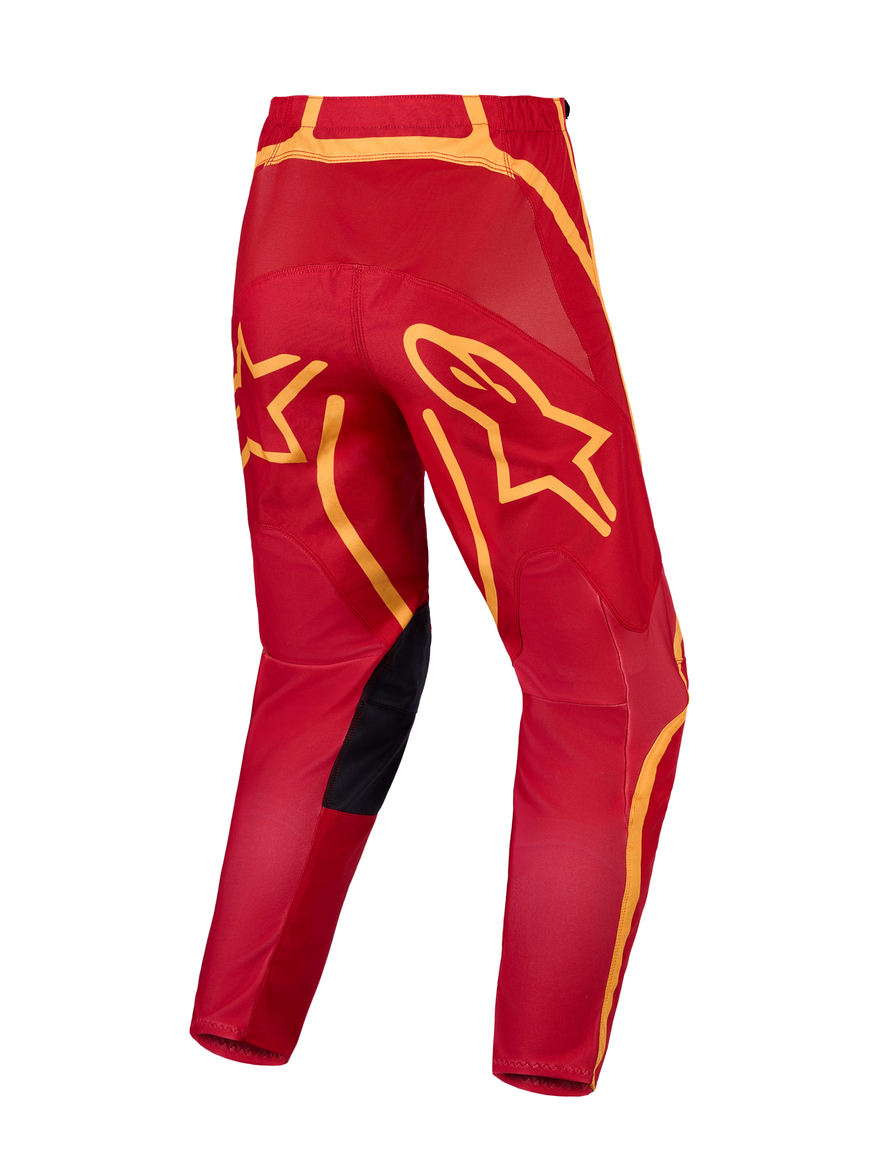 Alpinestars Pantaloni Fluid Apex V2, pantaloni da motocross per uomo, rossi e oro, seduta rinforzata e grafiche a stella.