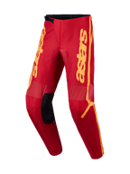 Alpinestars Pantaloni Fluid Apex V2, pantaloni da motocross per uomo, rossi e oro, in tessuto leggero con rinforzi 600D e design ergonomico pre-curvato.
