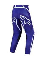 Alpinestars Pantaloni Fluid Apex V2, pantaloni da motocross da uomo, blu e bianchi, con gambe pre-curvate e logo a stella.