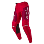 Alpinestars 2024 Racer Hoen Pants, pantaloni da motocross, rosso Mars bordeaux, con pannelli bordeaux sulle cosce e branding Alpinestars bianco su ginocchia e fianchi, pannelli interni al ginocchio neri, design sportivo pre-curvato per prestazioni fuoristrada