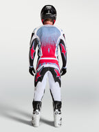 Alpinestars Pantaloni Fluid Drag, pantaloni MX da uomo, nero, bianco e rosso fluo, modello ergonomico 3D, vista posteriore.