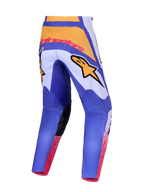 Alpinestars Pantaloni Fluid Drag 2027, pantaloni da motocross da uomo, blu e giallo, con design ergonomico pre-curvato.