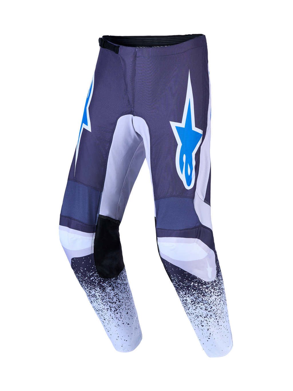 Alpinestars Pantaloni Fluid Drag, pantaloni da motocross da uomo, grigio e blu UCLA, con logo a stella e grafiche racing.