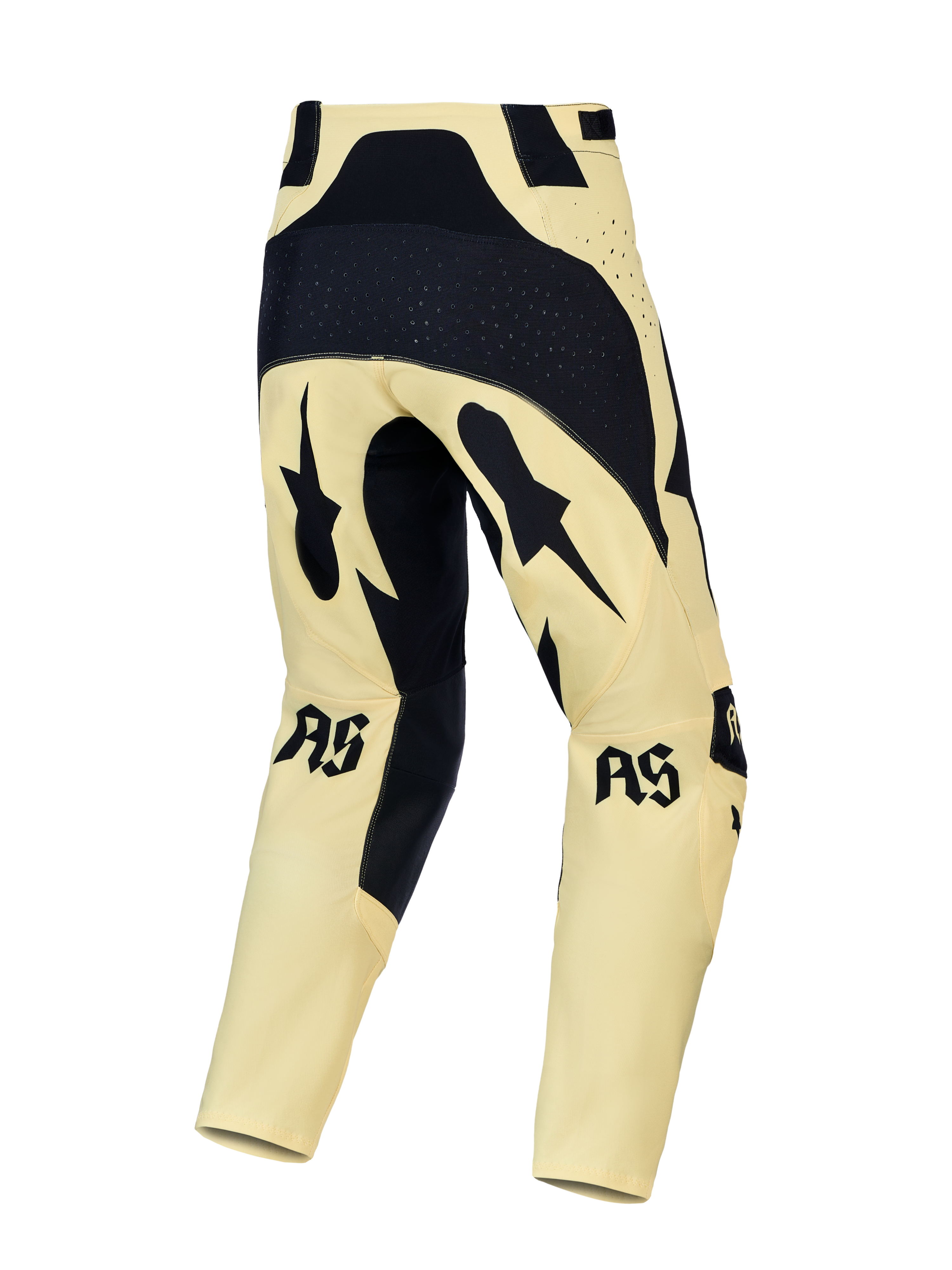 Alpinestars Pantaloni Techstar Atrox, pantaloni motocross da uomo, giallo e nero, vista posteriore con seduta rinforzata.