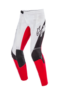 Alpinestars Limited Edition Techstar Deep Pants, pantaloni da motocross, bianco, nero e rosso acceso, con ventilazione traforata al laser, costruzione del ginocchio 3D Babel con pannelli rinforzati e vistoso logo Alpinestars sulle cosce, progettati per prestazioni off-road professionali