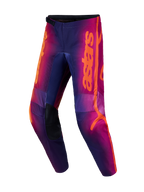 Alpinestars pantaloni Fluid Kepler, pantaloni da motocross da uomo viola e arancione con ginocchia rinforzate e design 3D.