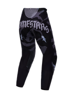 Pantaloni Alpinestars Techstar Beast Coast Edizione Limitata, retro nero e grigio con grafica gotica per il motocross.