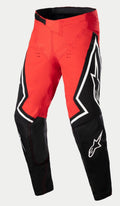 Pantaloni Alpinestars Techstar Acumen LE, pantaloni da motocross, rosso, nero e bianco, caratterizzati da un telaio superiore rosso con sezioni inferiori delle gambe nere, loghi a stella bianchi sui lati e fibbia regolabile in vita nera, abbigliamento resistente per gare fuoristrada.
