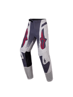 Alpinestars Pantaloni Supertech Swan Ragazzo 2027, abbigliamento motocross per ragazzi, grigio e rosso fluo, tessuto rip-stop.