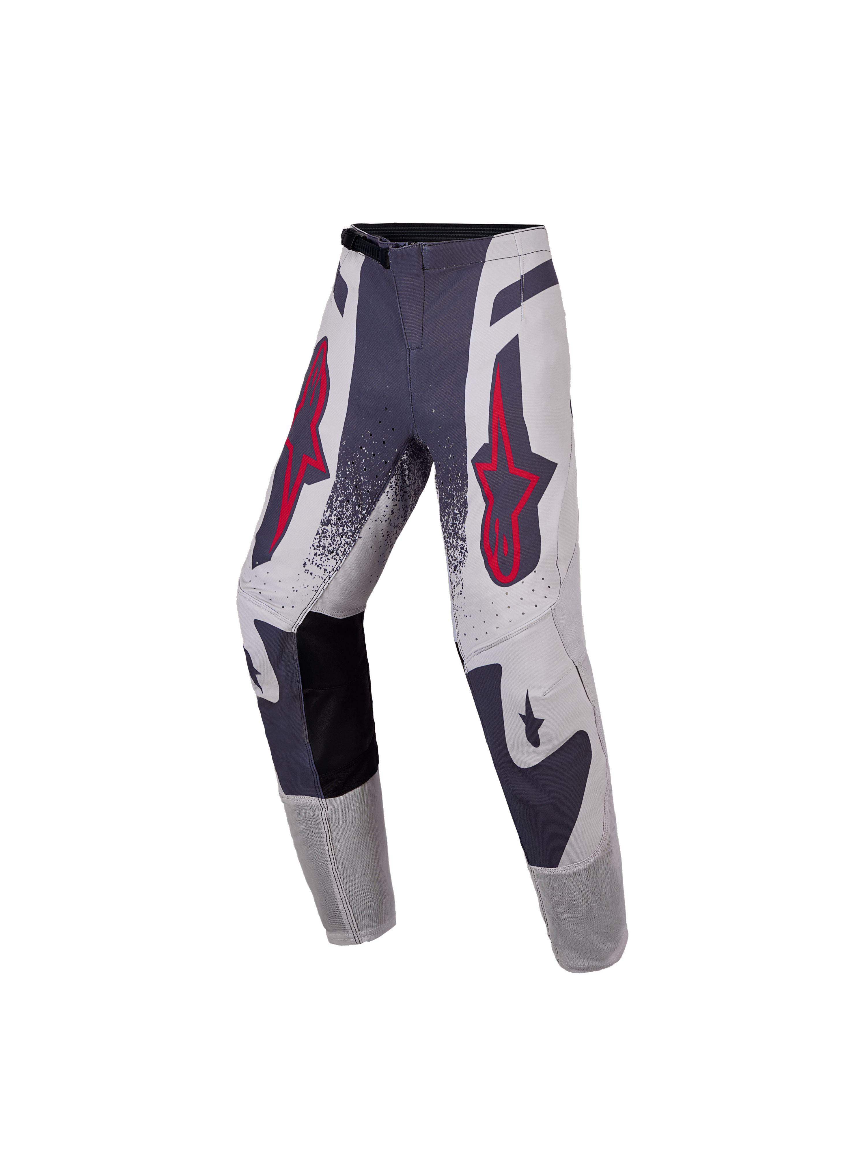 Alpinestars Pantaloni Supertech Swan Ragazzo 2027, abbigliamento motocross per ragazzi, grigio e rosso fluo, tessuto rip-stop.