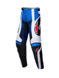 Alpinestars 2025 Youth Racer Wurx Pants, pantaloni da motocross, blu, nero e bianco, loghi con stella rossa, abbigliamento da corsa off-road per ragazzi