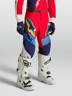 Alpinestars Pantaloni Supertech Dyna Ragazzo, rossi e blu navy, pantaloni da motocross in tessuto rip-stop elasticizzato.