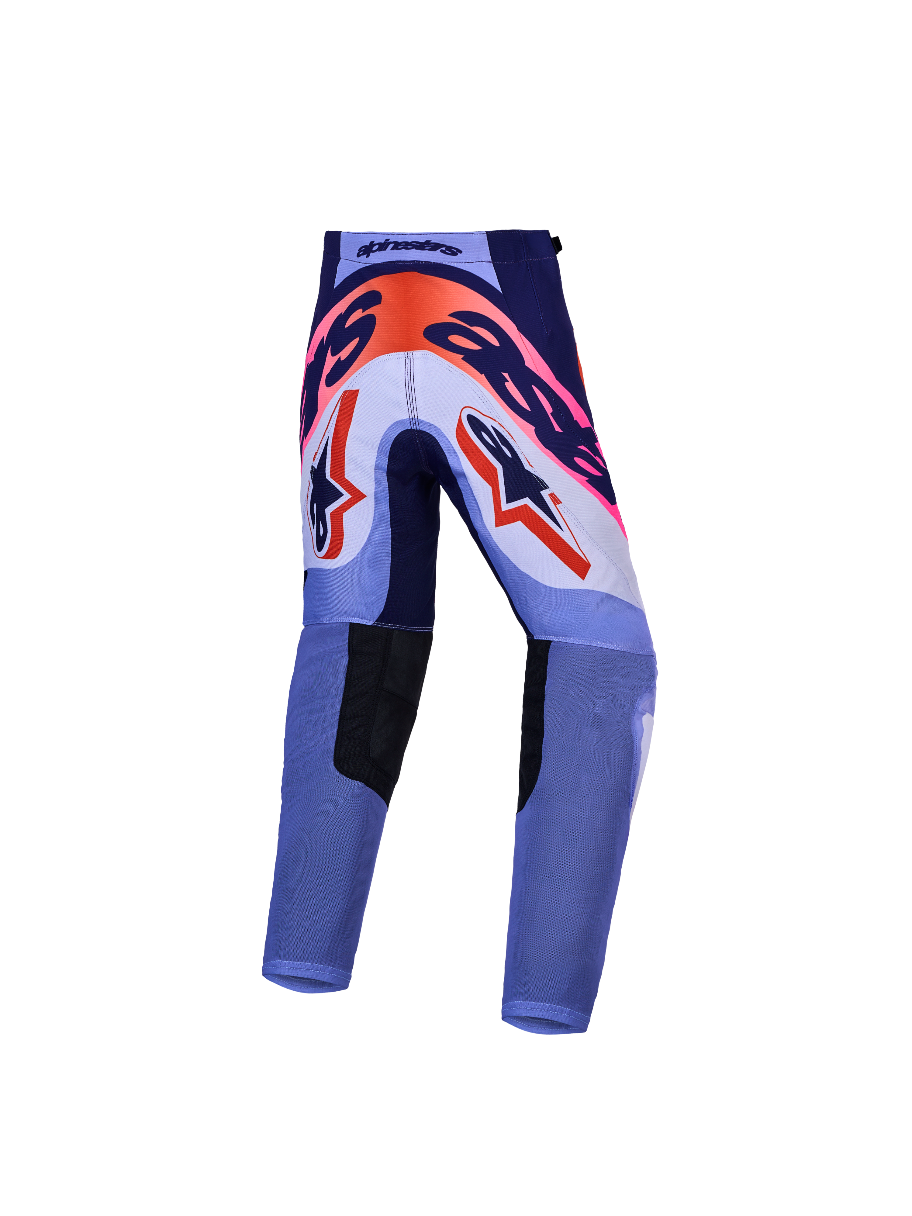 Pantaloni Alpinestars Supertech Dyna Ragazzo, da motocross, viola e rosa, vista posteriore con area della seduta rinforzata