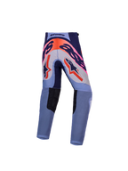 Alpinestars Pantaloni Supertech Dyna ragazzo, pantaloni da motocross racing per fuoristrada, viola e rosa fluo, vista posteriore con rinforzo seduta 600D, design atletico e leggero.