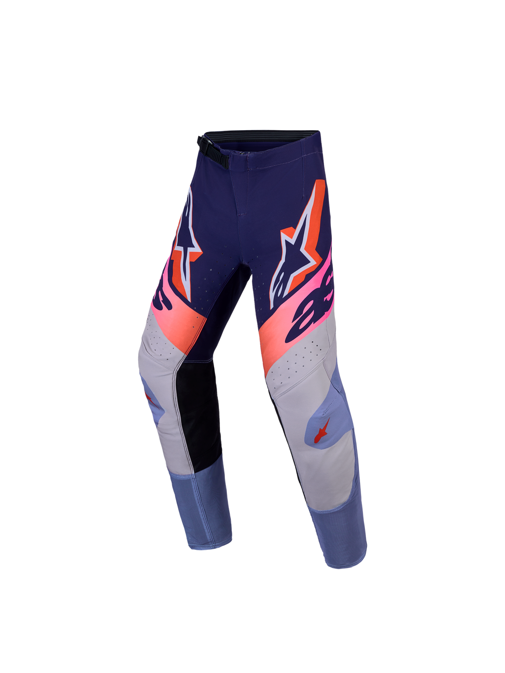 Alpinestars Pantaloni Supertech Dyna Ragazzo, pantaloni motocross viola e rosa fluo, in tessuto rip-stop elasticizzato.