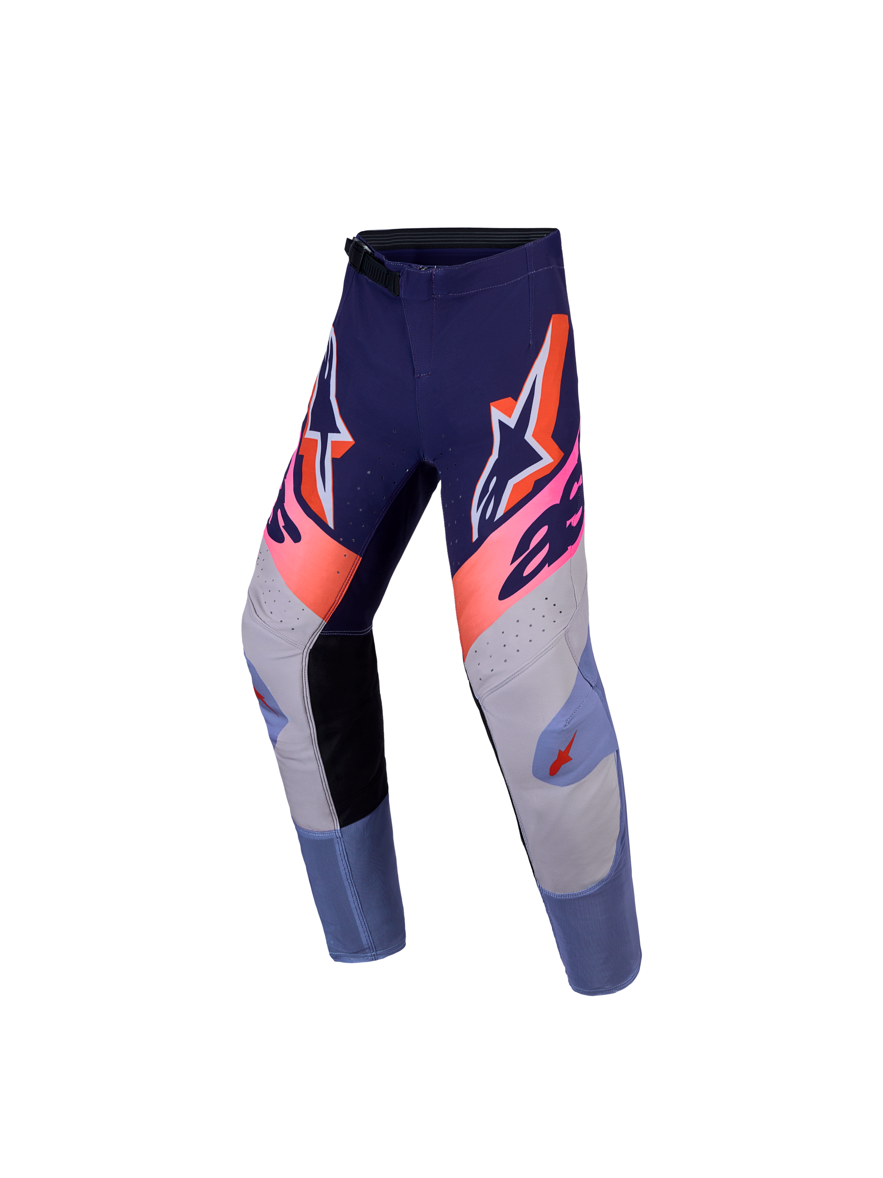 Alpinestars Pantaloni Supertech Dyna Ragazzo, pantaloni motocross viola e rosa fluo, in tessuto rip-stop elasticizzato.