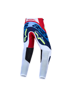 Alpinestars pantaloni Supertech Dyna ragazzo AND Gear Set, pantaloni motocross rossi, bianchi e blu navy, vista posteriore.