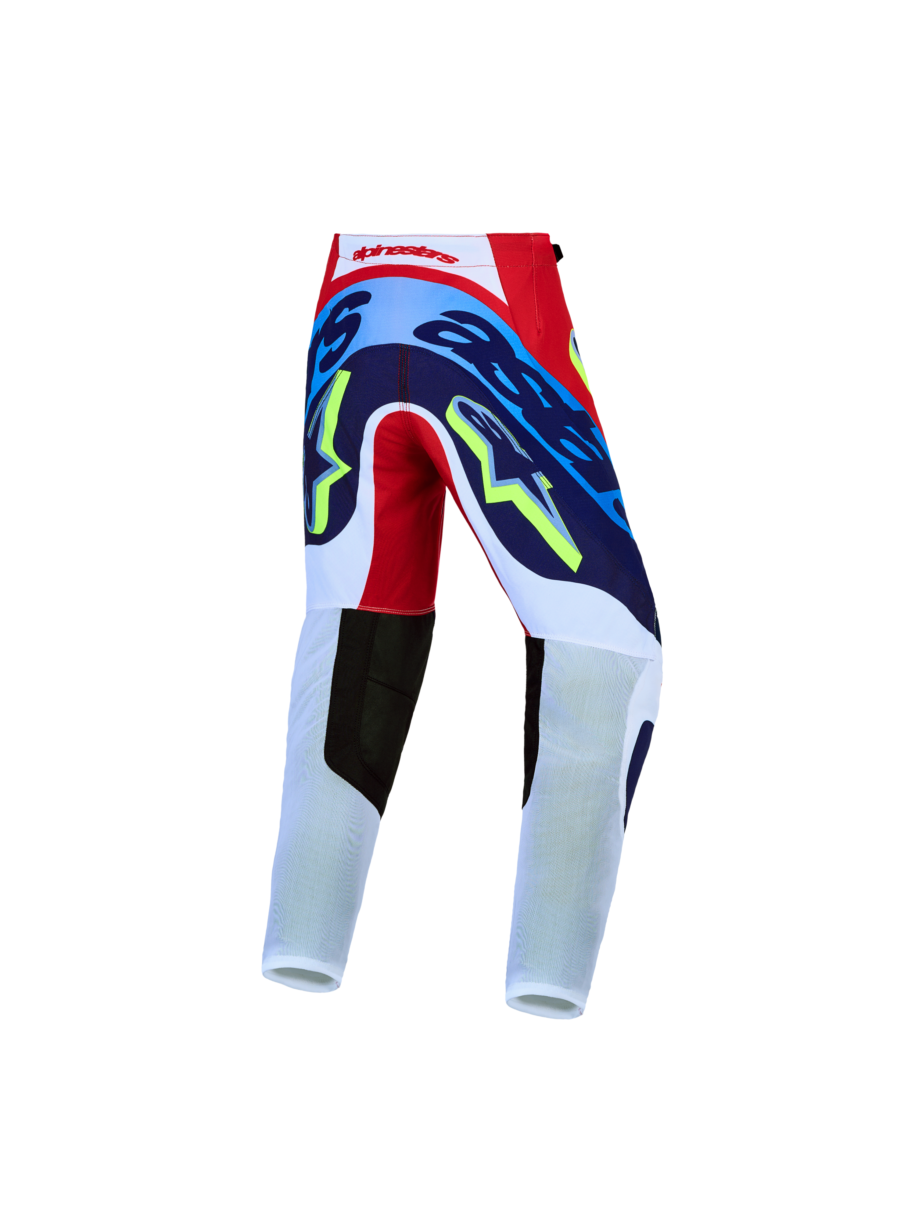 Alpinestars Pantaloni Supertech Dyna ragazzo 2027, pantaloni da motocross rossi, bianchi e blu, in tessuto rip-stop elasticizzato