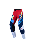 Alpinestars Pantaloni Supertech Dyna Ragazzo AND Gear Set, pantaloni motocross rossi e blu navy in tessuto rip-stop stretch.