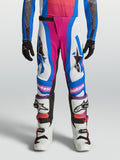 Alpinestars pantaloni Supertech Maven ragazzo, pantaloni da motocross bianchi, rosa corallo e blu, vestibilità elasticizzata.