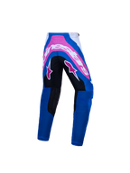 Alpinestars pantaloni Supertech Maven ragazzo, abbigliamento da motocross blu e rosa con seduta rinforzata, vista posteriore