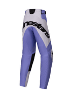Alpinestars pantaloni Youth Racer Veil 2025, pantaloni da motocross, viola, bianco e nero, grande marchio Alpinestars nero sulla seduta, design sportivo con pannelli rinforzati, materiale resistente per corse fuoristrada