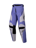 Alpinestars 2025 Youth Racer Veil Pants, pantaloni da motocross per ragazzi, viola e bianco con nero, dotati di pannelli interni alle ginocchia in pelle di capra e design ergonomico precurvato, abbigliamento resistente da fuoristrada per ragazzi