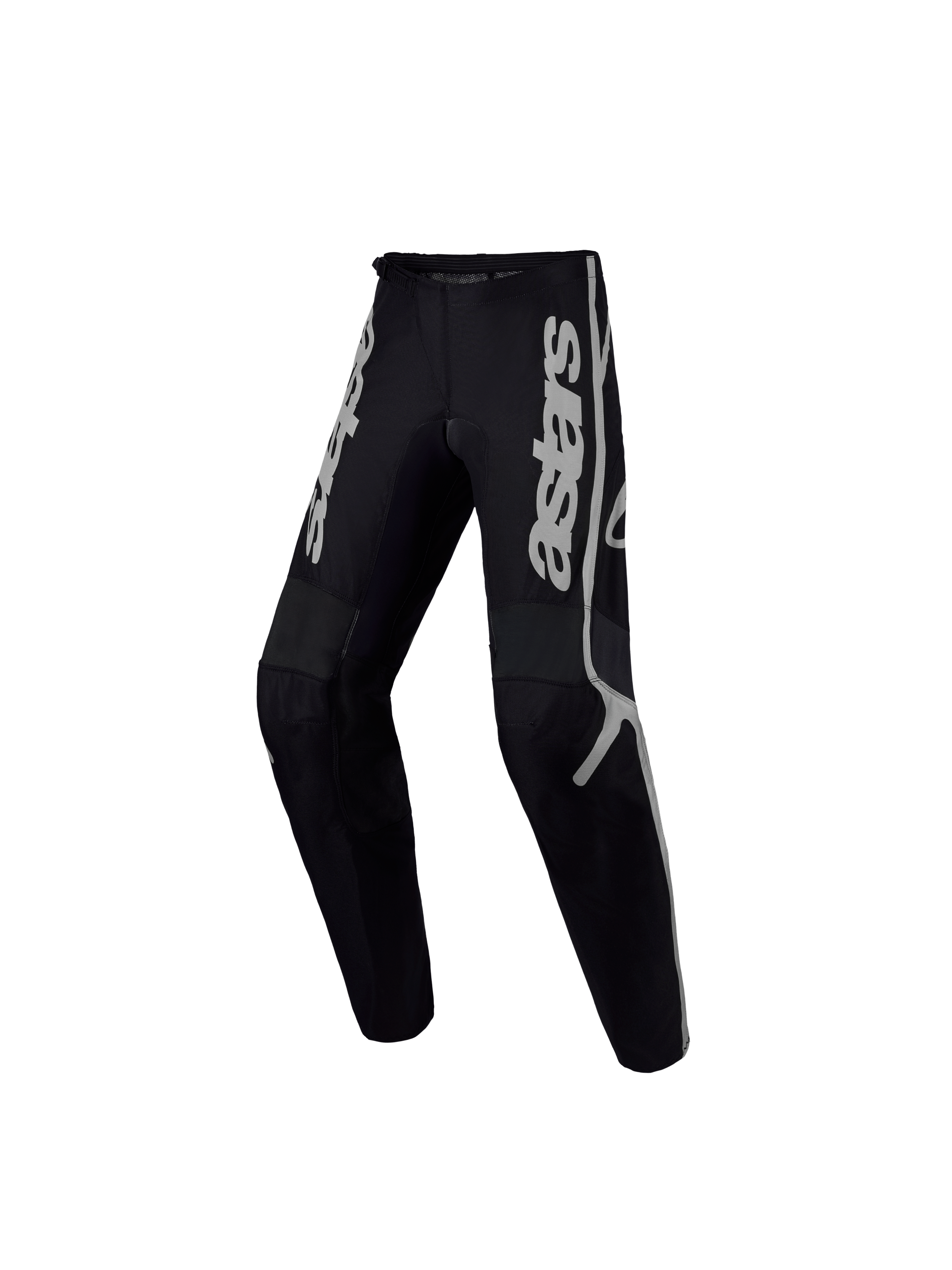 Alpinestars Pantaloni Fluid Apex V2 Ragazzo, pantaloni da motocross per giovani piloti, nero e argento, costruzione in tessuto resistente per off-road e performance fuoristrada.