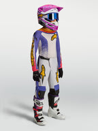 Alpinestars pantaloni Fluid Drag ragazzo 2027, pantaloni motocross blu e oro, vestibilità ergonomica e tessuto resistente.